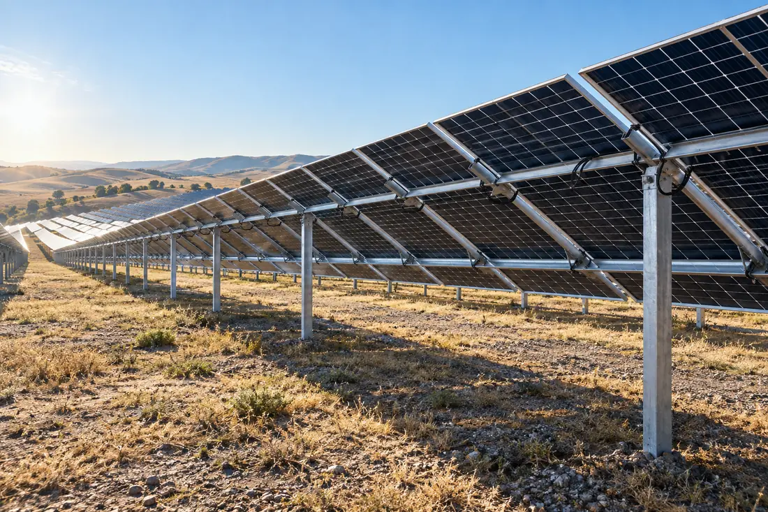 Industrial solar array integrated with battery storage